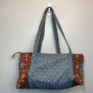 Vera Bradley French Blue Floral Print Medium Duffel Bag Travel Tote